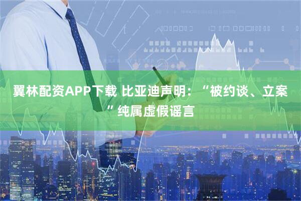 翼林配资APP下载 比亚迪声明：“被约谈、立案”纯属虚假谣言